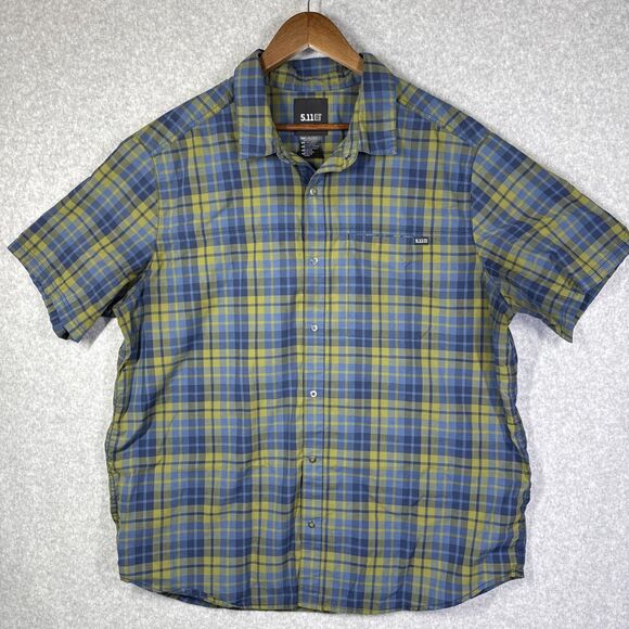 5.11 Tactical Shirt Mens Sz XL Blue Green Plaid Classic Covert UC Snap Front - Picture 1 of 9